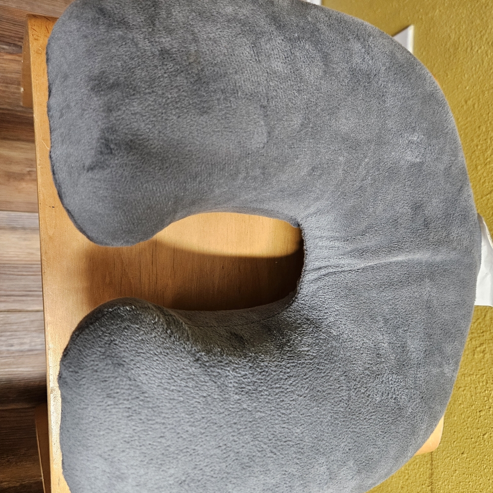 Gray Plush Travel Neck Pillow
